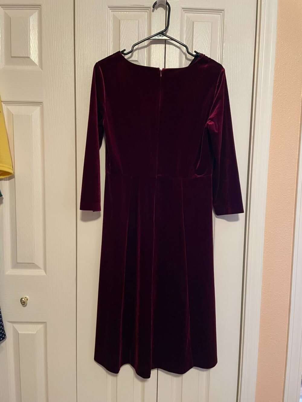 Burgundy Velour Midi Dress - Picture 2 of 5